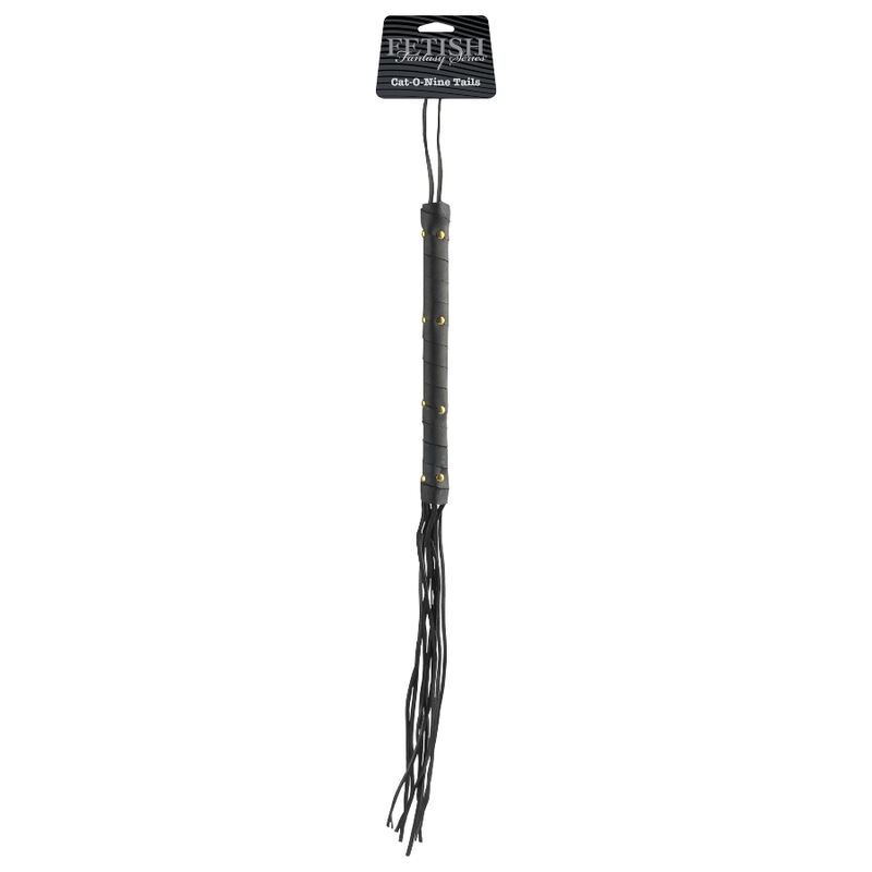 Fouet BDSM Cuir Véritable Noir - Fetish Fantasy