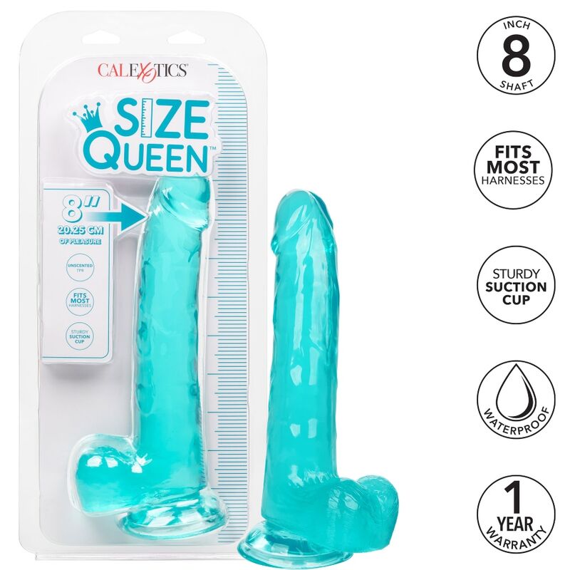 Gode Ventouse Size Queen Bleu Translucide 20cm - CalExotics