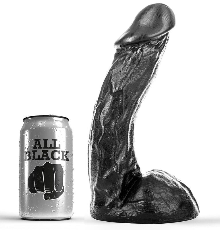 All Black - Gode Réaliste Courbé XXL - 23 cm