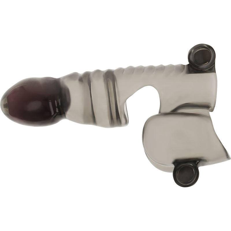 Gaine pénis et testicules 3 moteurs vibrantes texturée - Ohmama - OHMAMA