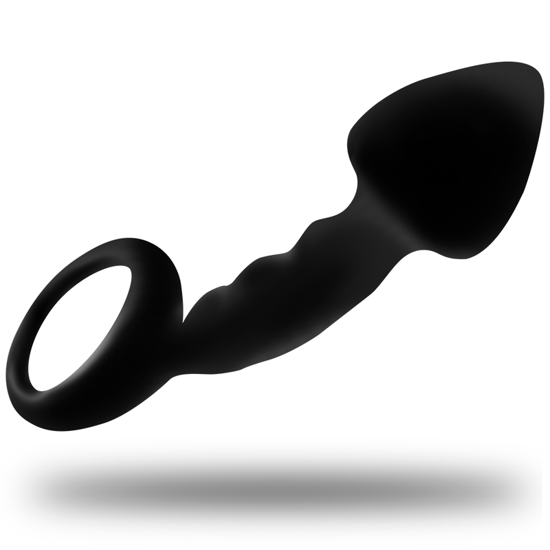 Ohmama - Plug Anal en silicone nervuré avec Anneau Noir