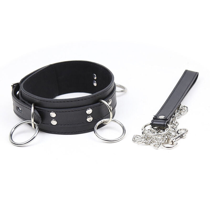 Ohmama fetish - collier de soumission avec 3 anneaux