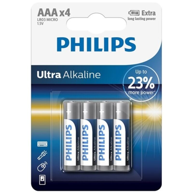 Piles Ultra Alcalines AAA LR03 Pack de 4 - Philips - PHILLIPS