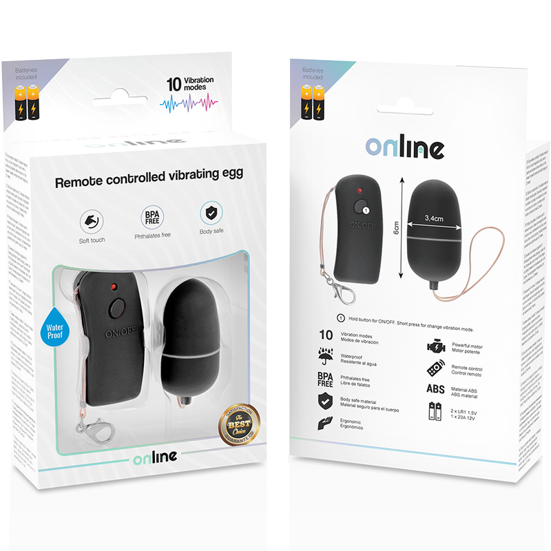 Online - Mini Oeuf vibrant avec télécommande - Noir
