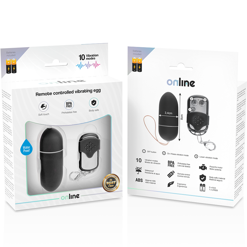 Online – Oeuf Vibrant avec Télécommande Taille L – Noir