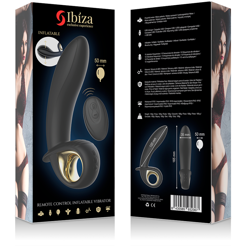 Vibrateur Gonflable Télécommandé Ibiza Noir et Or - Ibiza