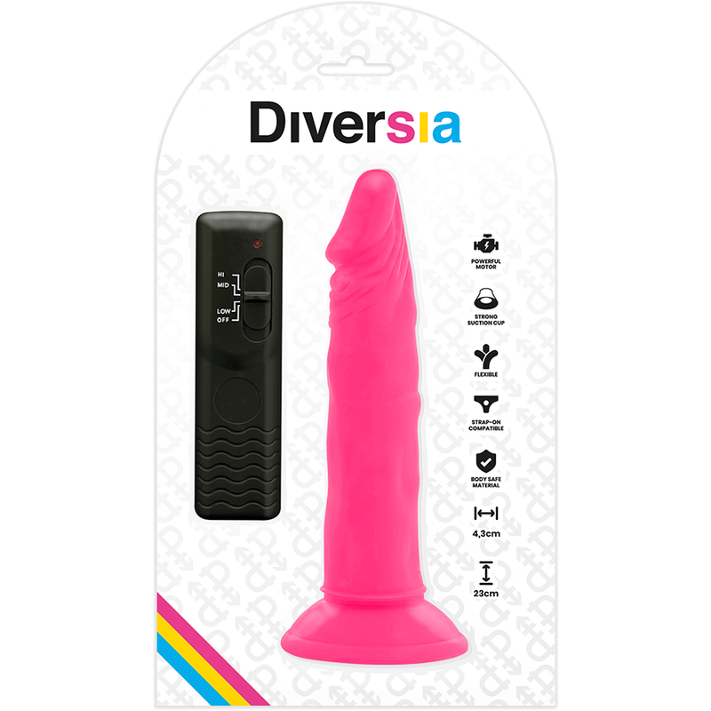 Gode Vibrant Diversia Rose 23cm avec Télécommande - Diversia