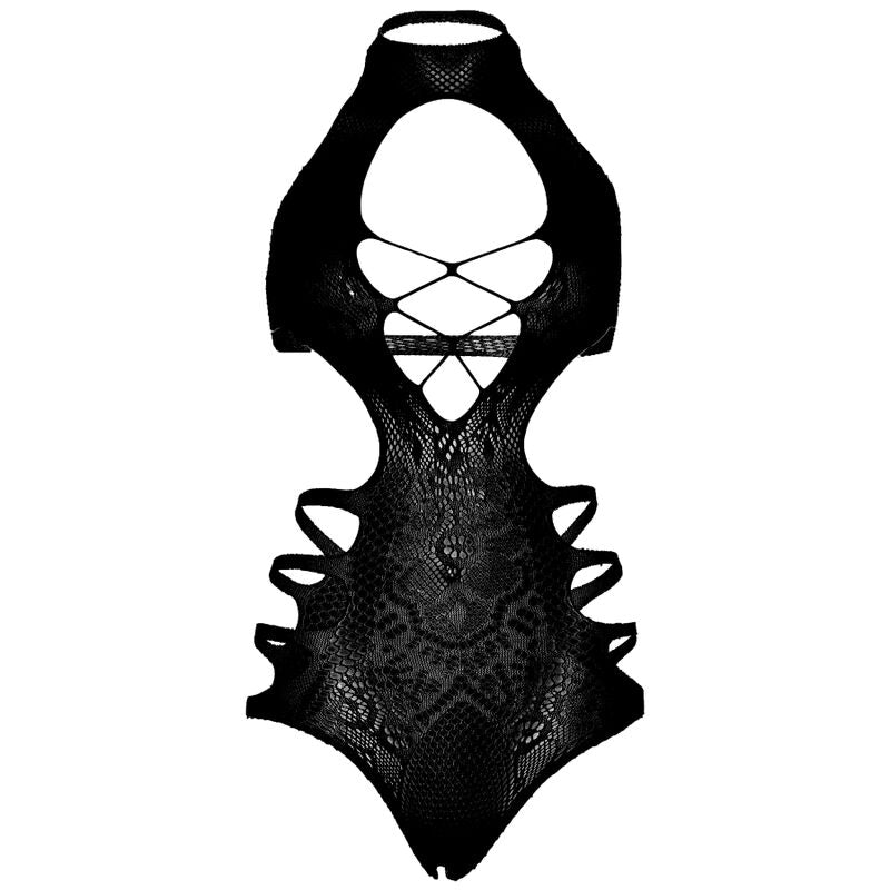 Body Dentelle Bretelles Découpées Noir Taille Unique - Leg Avenue