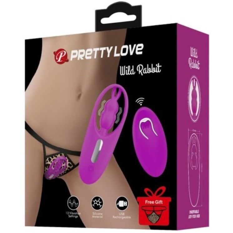 Culotte Vibrante Wild Rabbit Violet avec Télécommande - Pretty Love