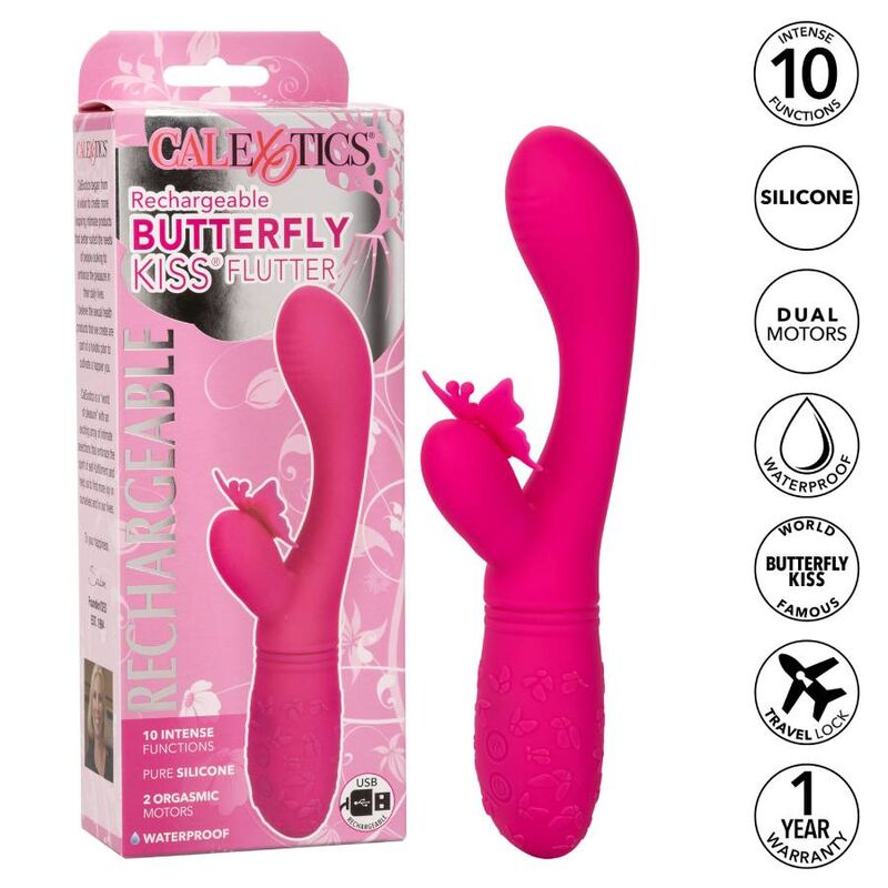 Vibromasseur Butterfly Kiss Flutter Rose - CalExotics