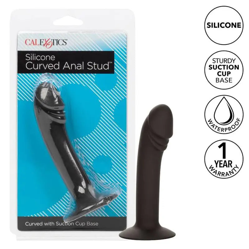 Plug Anal Courbé Stud Silicone avec Ventouse - CalExotics