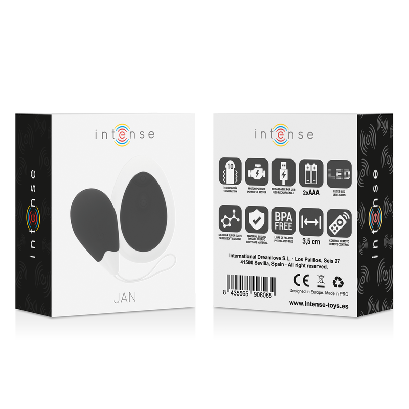 Oeuf Vibrant Télécommandé Intense JAN Noir - Intense