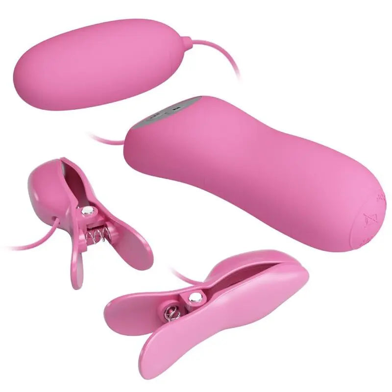 Pinces Tétons Vibrantes Électrostimulantes Rose - Pretty Love