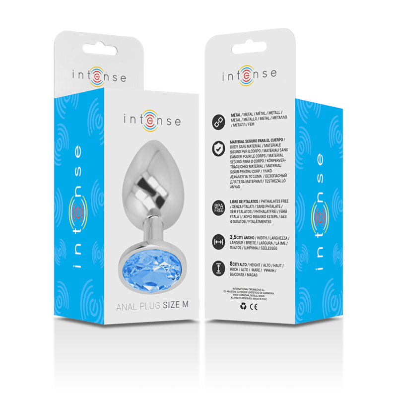 Plug Anal Métal Intense Cristal Bleu Taille M - Intense