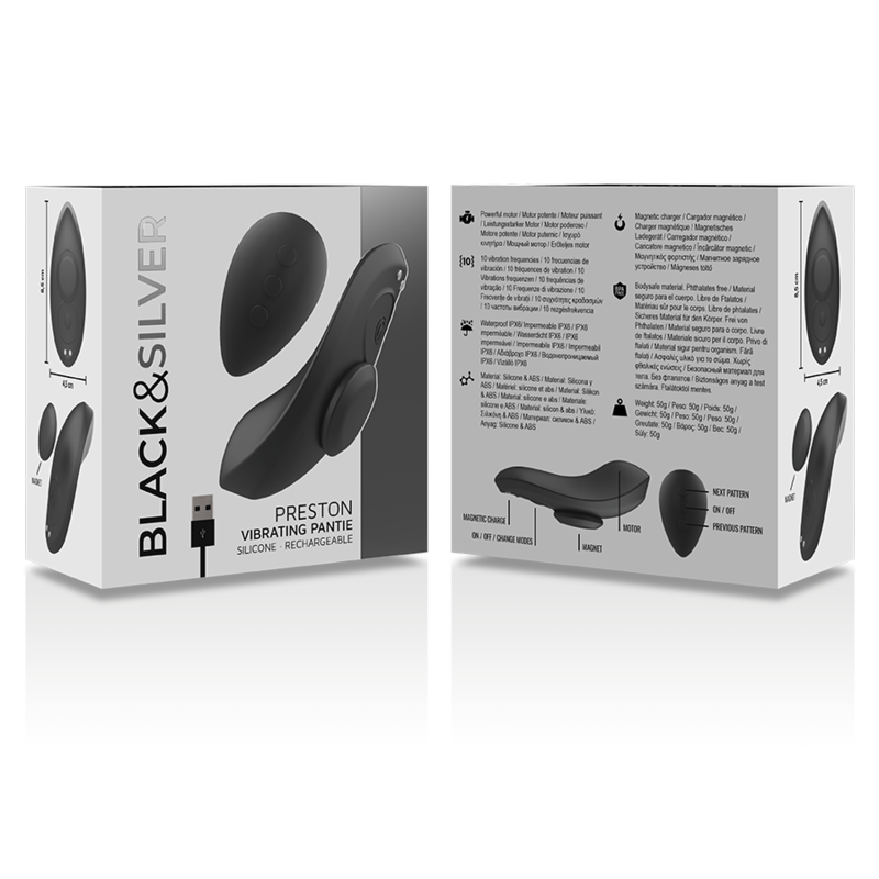 Culotte Vibrante Rechargeable Preston Noire - Black&Silver