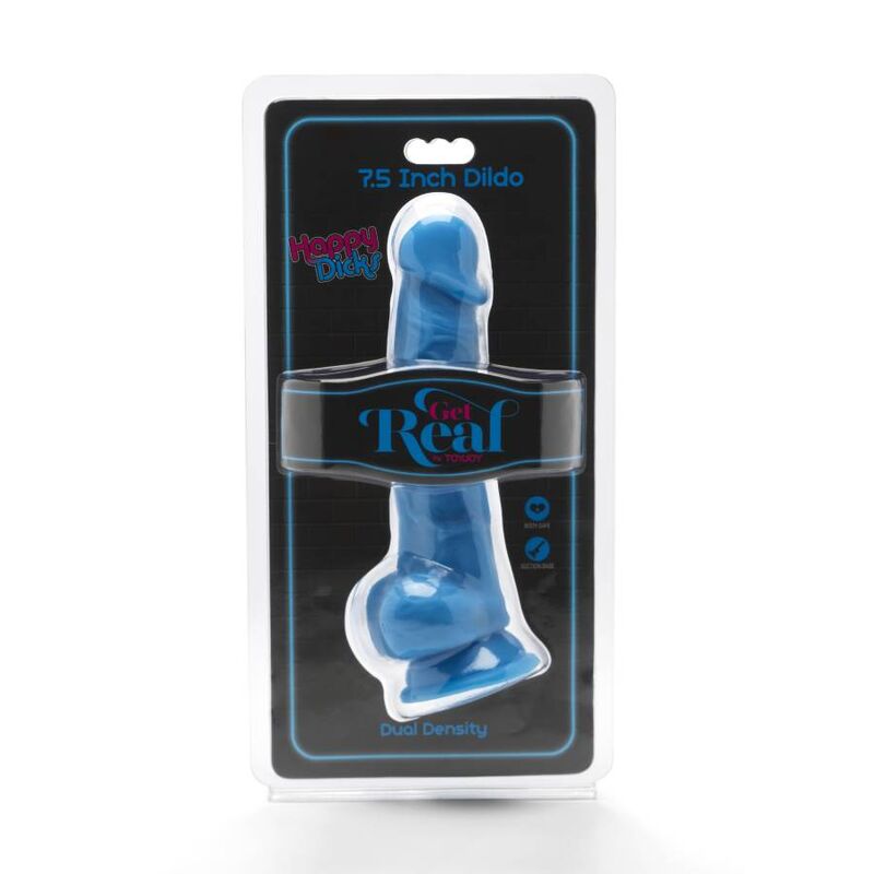 Gode Réaliste Happy Dicks Ventouse Bleu 19cm - Get Real