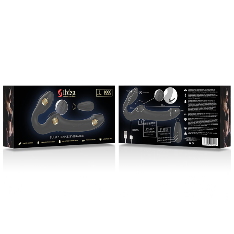 Gode Ceinture Télécommandé Ibiza Strapless Noir - Ibiza