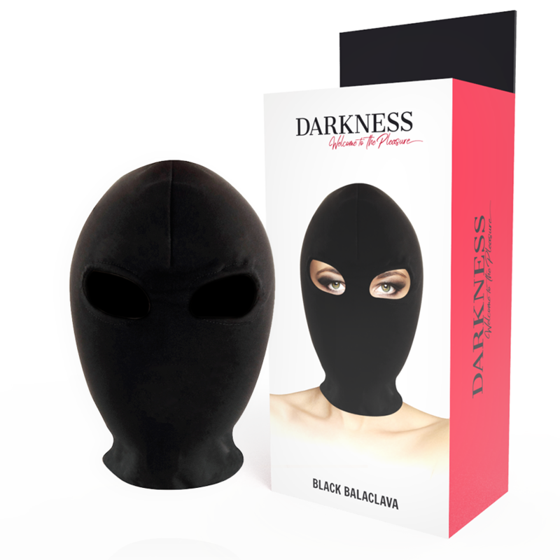 Darkness – Masque BDSM de Soumission Noir en Élasthanne avec Ouverture Yeux