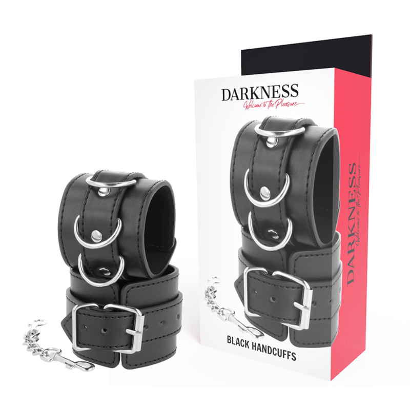 Darkness – Menottes en Simili-Cuir Noir BDSM