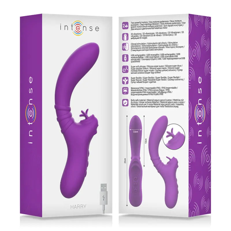 Intensiver Klitoris-Vibrator Harry mit Zunge Violett - Intense
