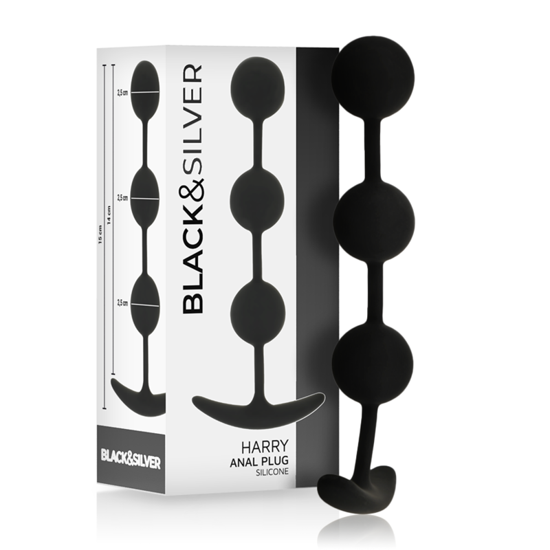 Chapelet Anal Harry 3 Sphères Silicone 14cm - Black&Silver
