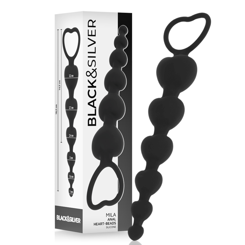 Chapelet Anal Milan Beads Mila 18 cm - Black & Silver