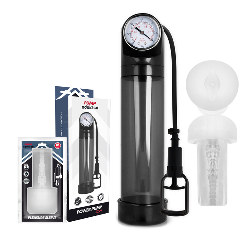 Pompe à pénis RX9 avec masturbateur noir - Pump Addicted - PUMP ADDICTED