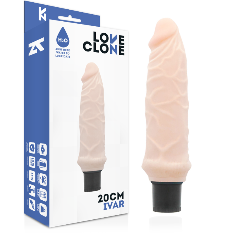 Vibromasseur autolubrifiant Ivar 20 cm - Loveclone - LOVECLONE