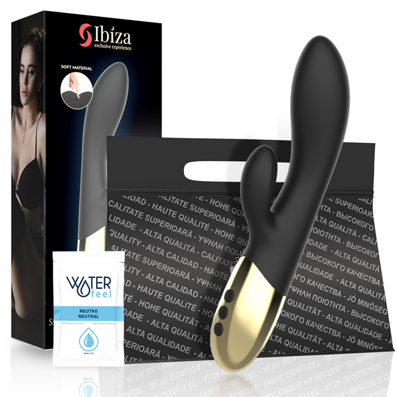 Vibromasseur Lapin Ibiza Super Doux Noir et Or - Ibiza