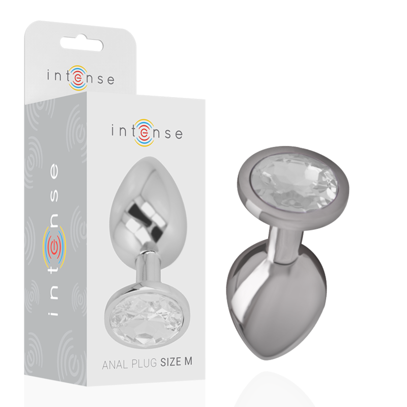 Plug Anal Métal Cristal Diamant Argent Taille M - Intense