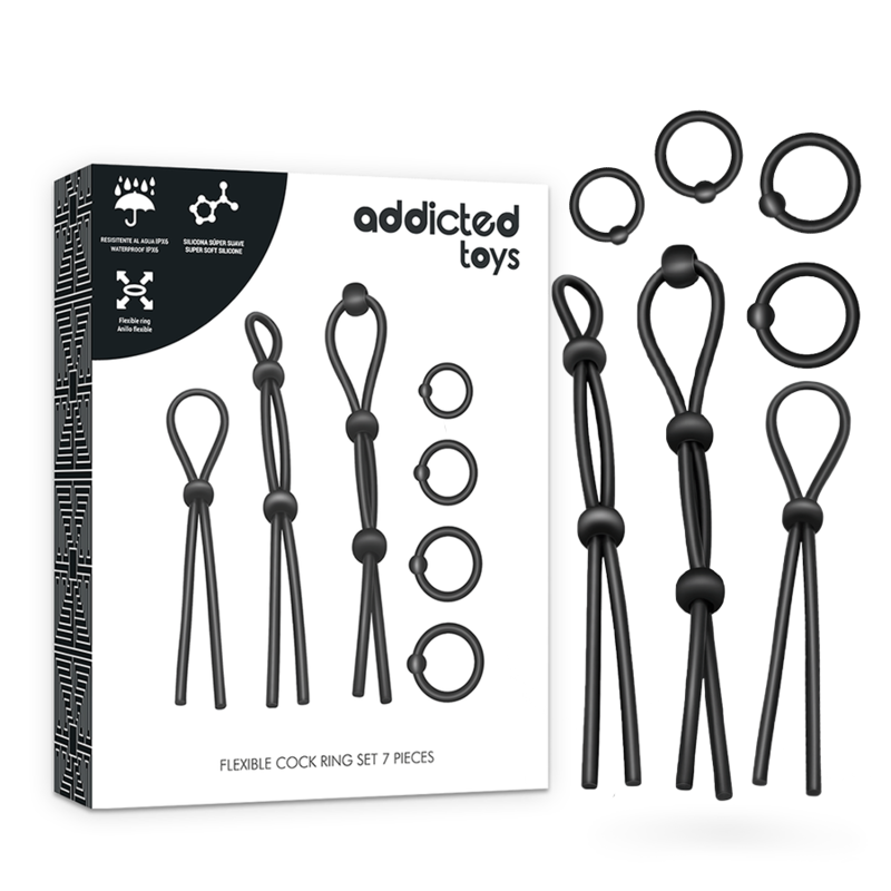 Ensemble 7 Anneaux Péniens Flexibles Silicone - Addicted Toys