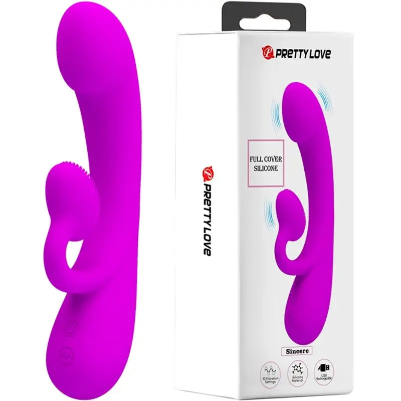 Pretty Love – Vibromasseur Rabbit en Silicone avec Zone Texturée Violet