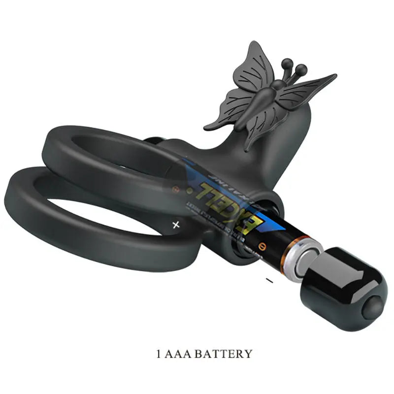 Anneau Pénien Vibrant Double Stimulateur Noir - Pretty Love - PRETTY LOVE MALE