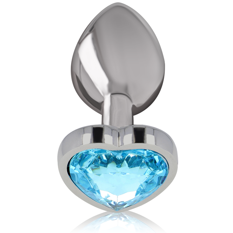 Plug Anal Métal Cœur Diamant Bleu Taille S - Intense