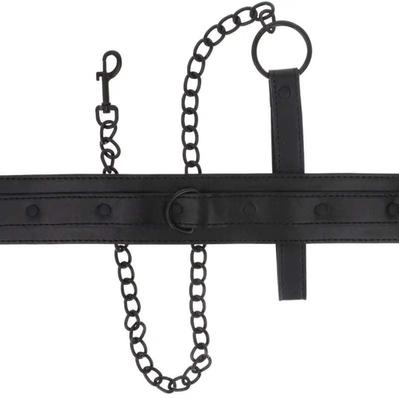 Collier BDSM Cuir Vegan Réglable Noir - Intense Fetish