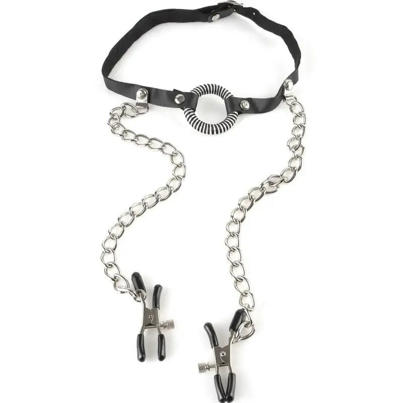 Baillon Ring Gag avec Pinces à Tétons - Fetish Fantasy