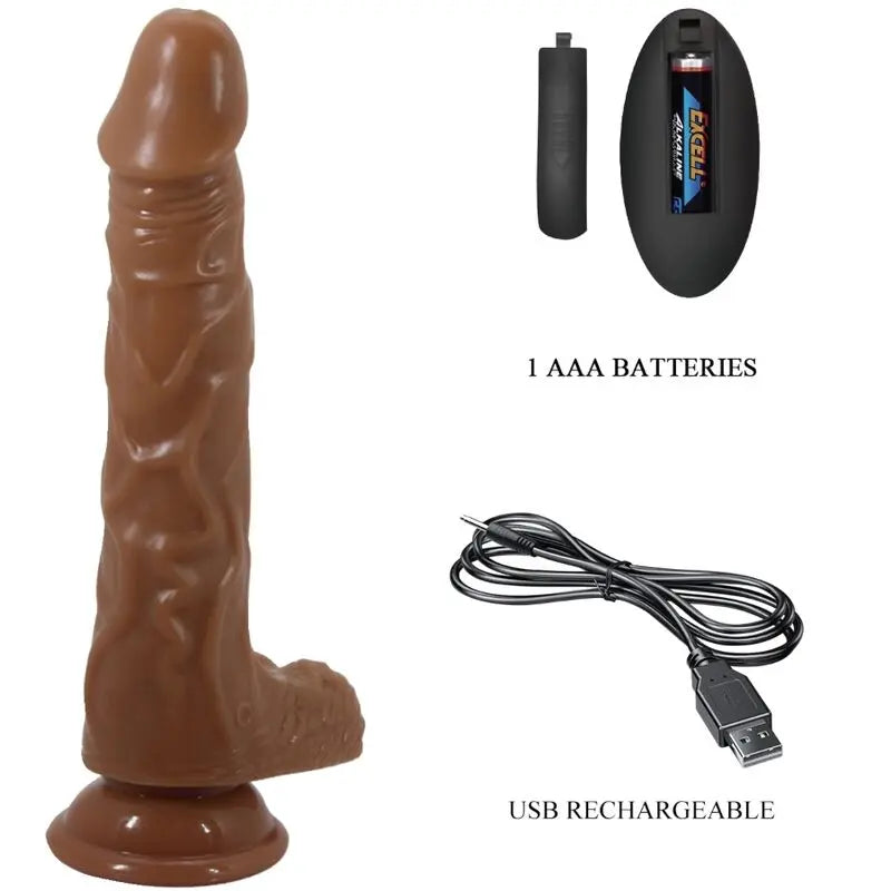 Baile - Gode Réaliste Vibrant avec ventouse Marron - 21 cm