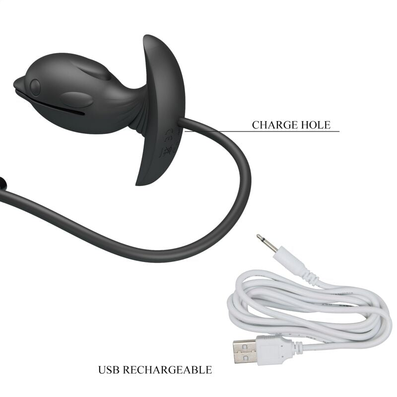 Plug Anal Gonflable en forme de Dauphin Noir - Pretty Love