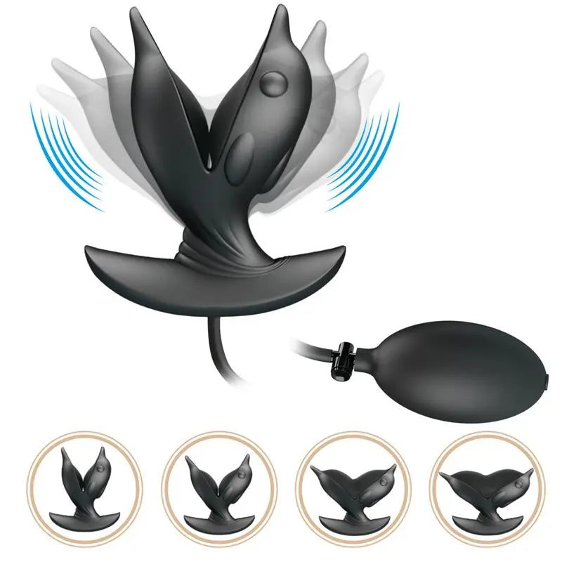 Plug Anal Gonflable en forme de Dauphin Noir - Pretty Love