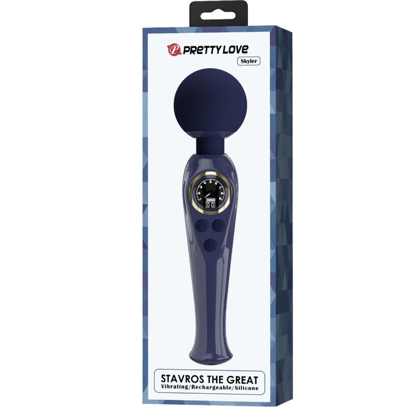 Stimulateur Wand Skyler 10 Modes de Vibration Bleu - Pretty Love - PRETTY LOVE LED