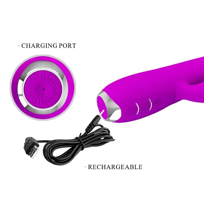 Vibrateur Lapin Rechargeable Gloria Imperméable Violet - Pretty Love - PRETTY LOVE C-TYPE