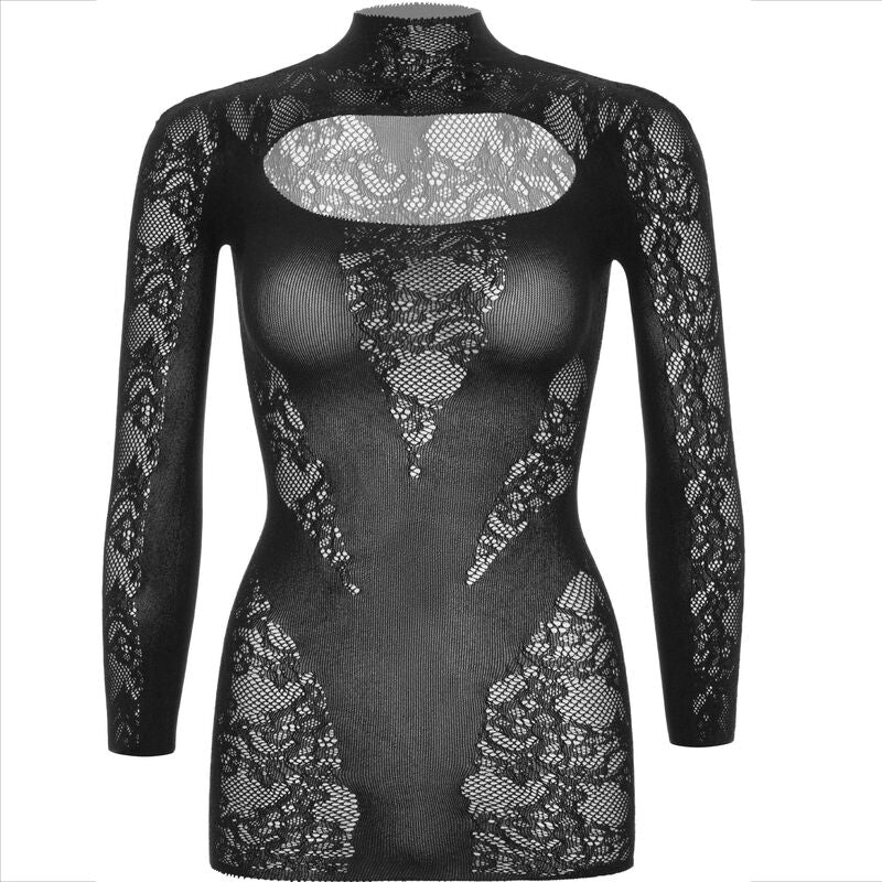 Mini Robe Dentelle Manches Longues Noire - Leg Avenue