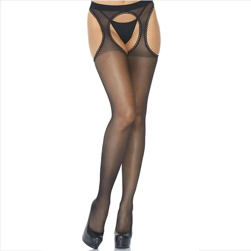 Bas Jarretière Transparents Noirs Taille Unique - Leg Avenue