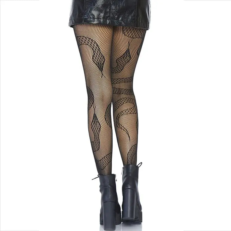 Collants Résille Motif Serpent Noir Taille Unique - Leg Avenue