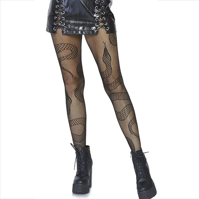Collants Résille Motif Serpent Noir Taille Unique - Leg Avenue
