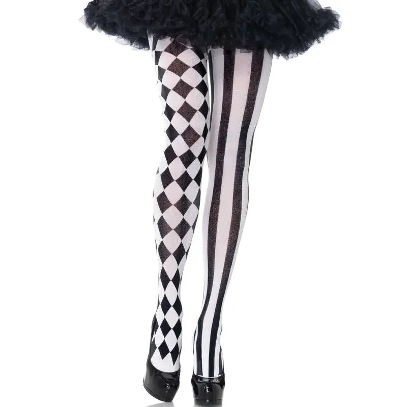 Collants Arlequin Noir/Blanc Taille Unique - Leg Avenue