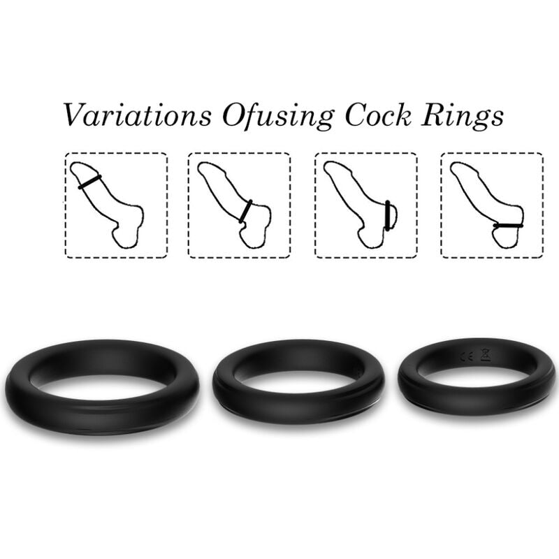 Anneau Pénien Triple Armony Silicone Noir - Armony