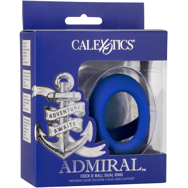 Anneau Pénien Admiral Cock & Ball Double Bleu - CalExotics