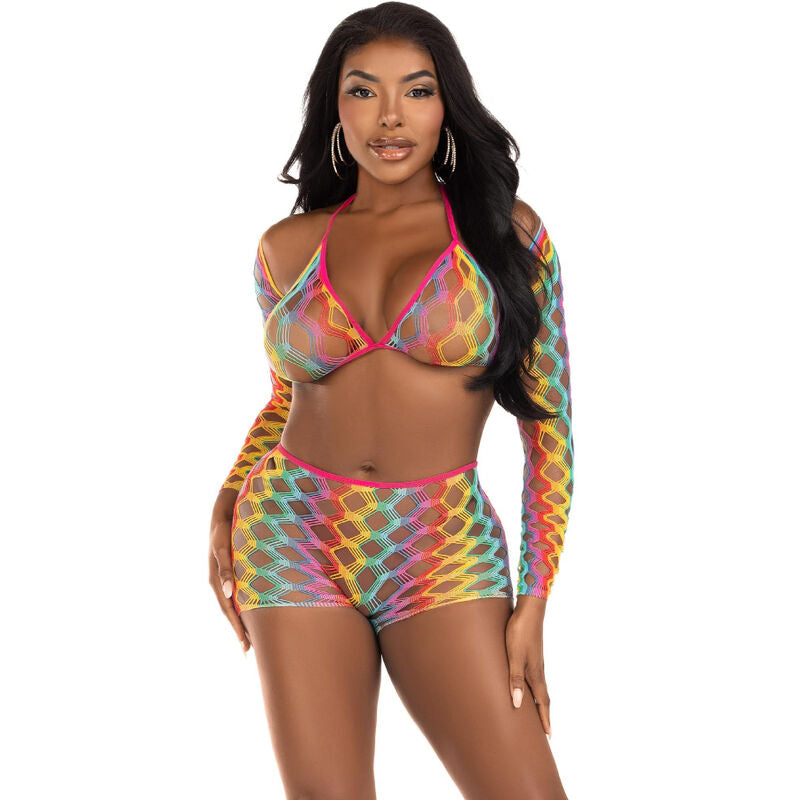 Ensemble Lingerie 3 Pièces Arc-en-Ciel Taille Unique - Leg Avenue