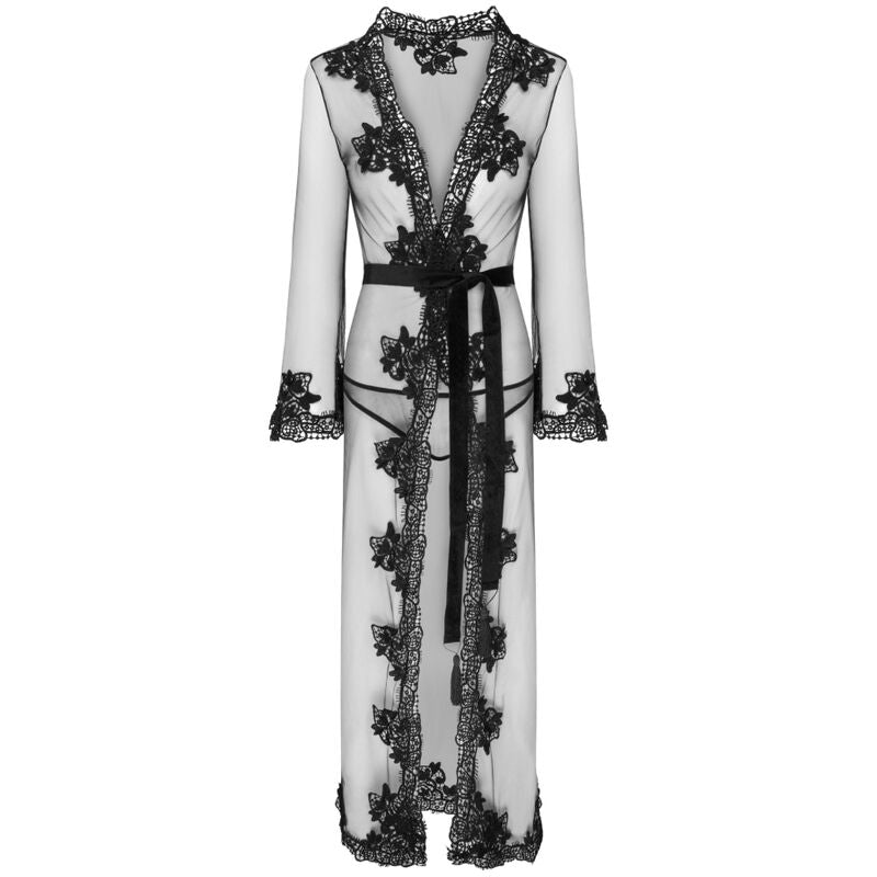 Peignoir Nokina LC-XG055 + Culotte Noir - LivCo Corsetti - LIVCO CORSETTI SETS